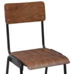 Chaises de bar lot de 4 contreplaqué solide et acier – Image 6