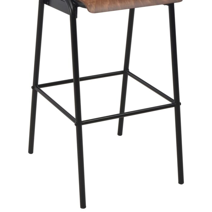 Chaises de bar lot de 4 contreplaqué solide et acier – Image 7