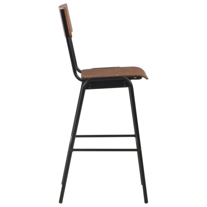 Chaises de bar lot de 6 contreplaqué solide et acier – Image 4