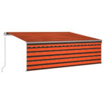 Auvent manuel rétractable avec store 4x3 m Orange et marron – Image 2
