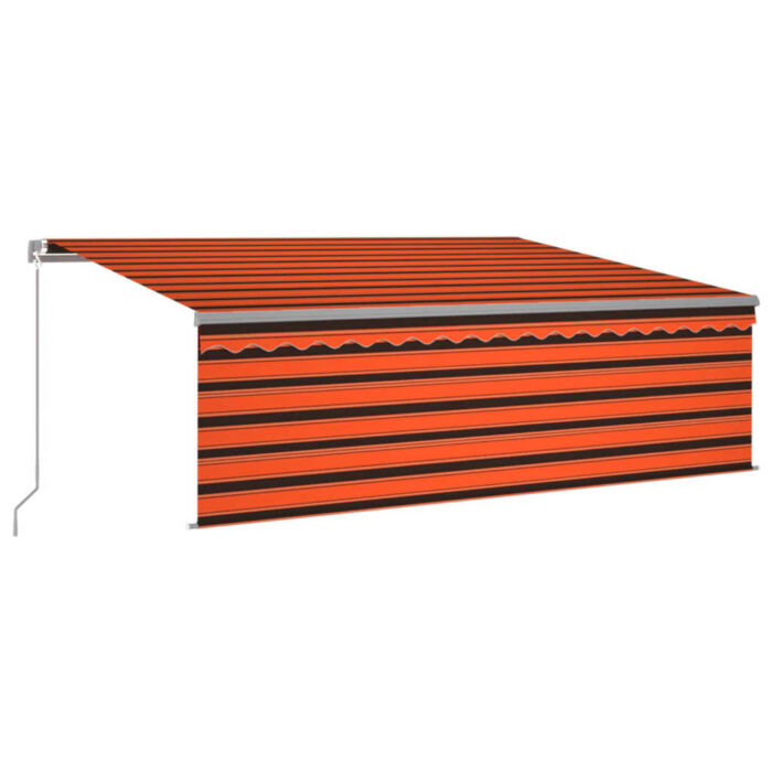 Auvent manuel rétractable avec store 4x3 m Orange et marron – Image 2