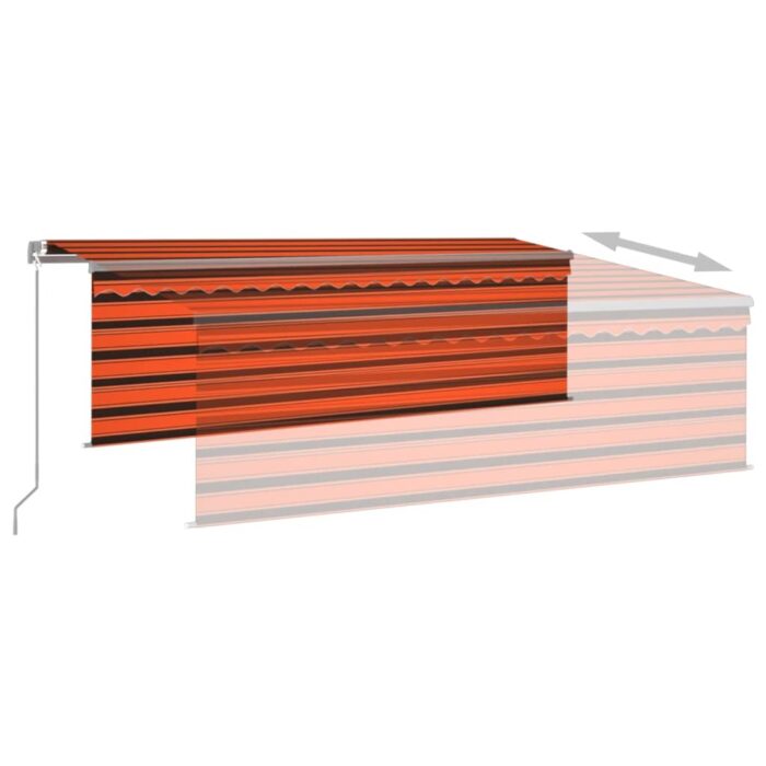 Auvent manuel rétractable avec store 4x3 m Orange et marron – Image 4