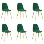 Chaises à manger lot de 6 vert foncé velours – Image 2