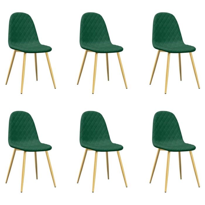 Chaises à manger lot de 6 vert foncé velours – Image 2