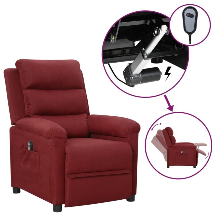 Fauteuil inclinable électrique Rouge bordeaux Tissu – Image 1