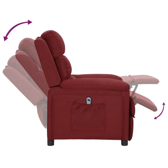 Fauteuil inclinable électrique Rouge bordeaux Tissu – Image 6