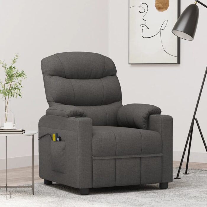 Fauteuil électrique de massage Gris foncé Tissu – Image 1