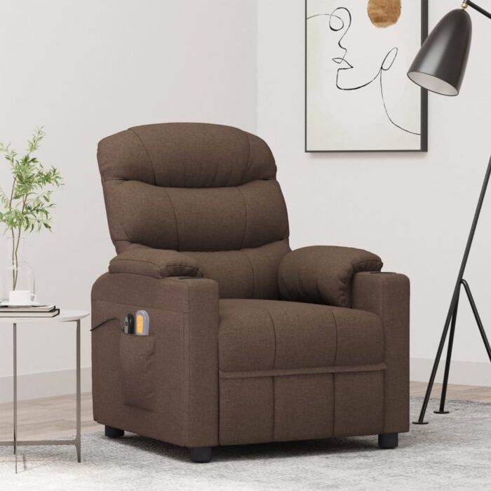 Fauteuil électrique de massage Marron Tissu – Image 1