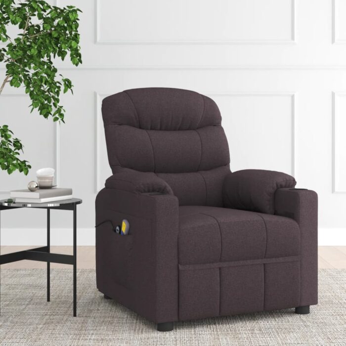 Fauteuil électrique de massage Marron foncé Tissu – Image 1