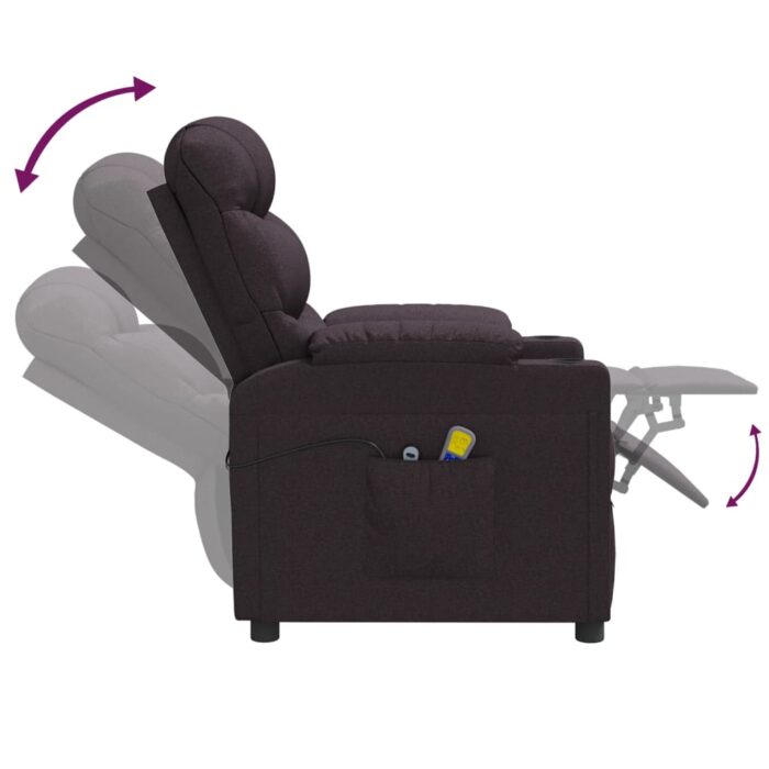 Fauteuil électrique de massage Marron foncé Tissu – Image 7