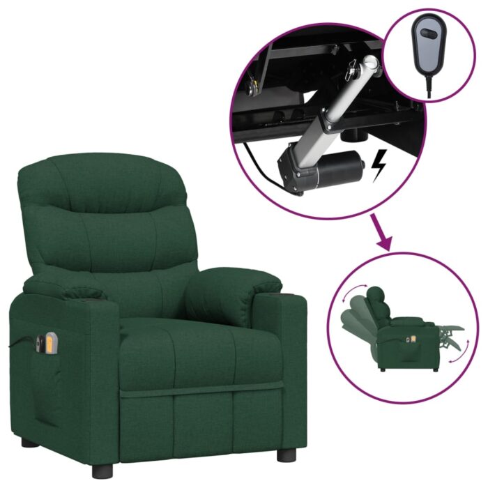 Fauteuil électrique de massage Vert foncé Tissu – Image 2