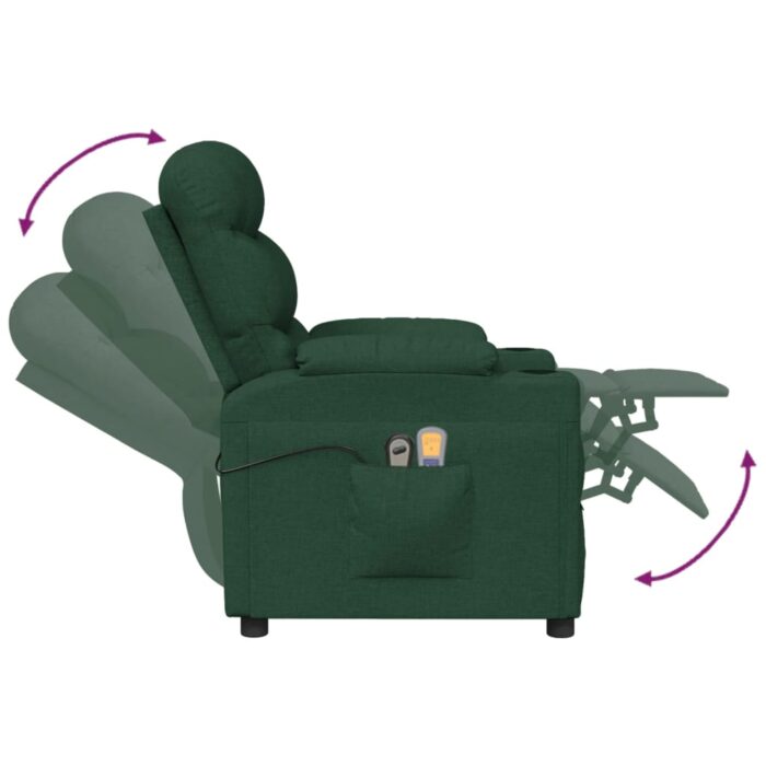 Fauteuil électrique de massage Vert foncé Tissu – Image 7