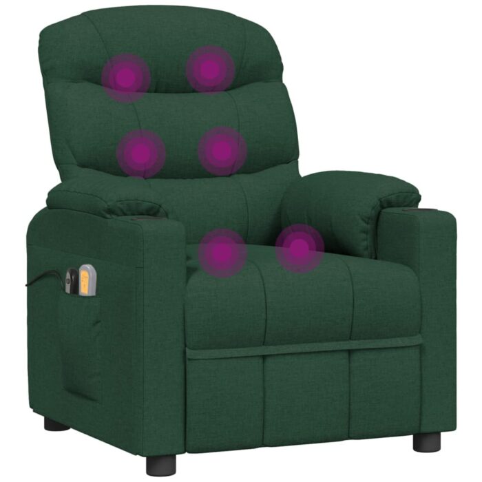 Fauteuil électrique de massage Vert foncé Tissu – Image 8