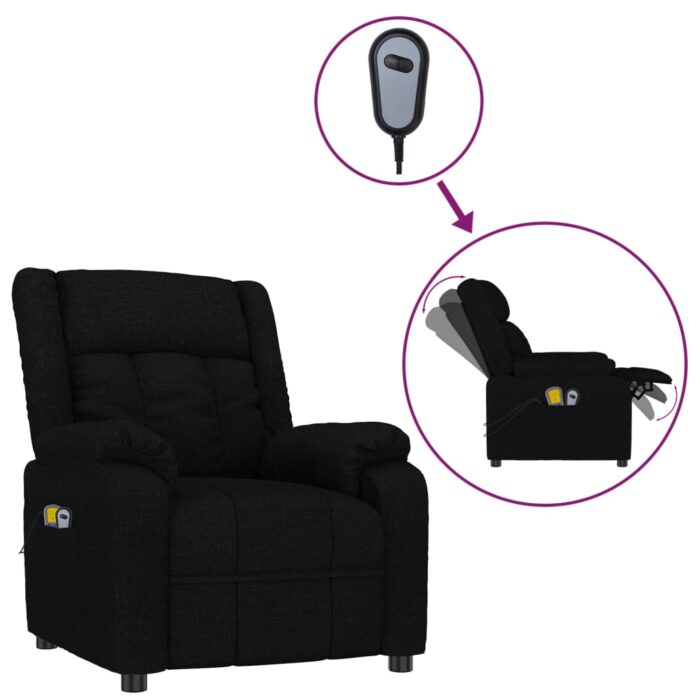 Fauteuil électrique de massage Noir Tissu – Image 2