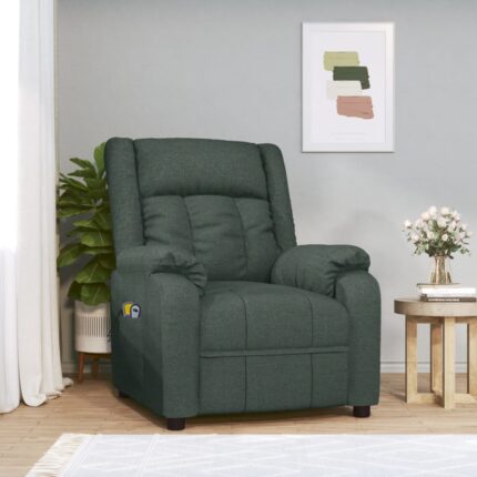 Fauteuil électrique de massage Vert foncé Tissu