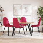 Chaises à manger lot de 4 Rouge bordeaux Velours