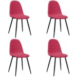 Chaises à manger lot de 4 Rouge bordeaux Velours – Image 2