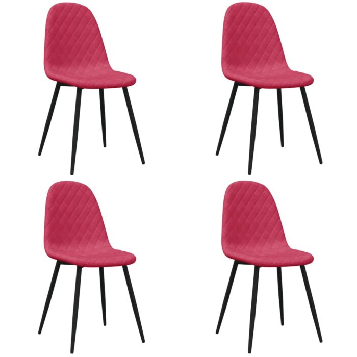 Chaises à manger lot de 4 Rouge bordeaux Velours – Image 2