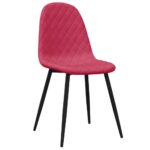 Chaises à manger lot de 4 Rouge bordeaux Velours – Image 3