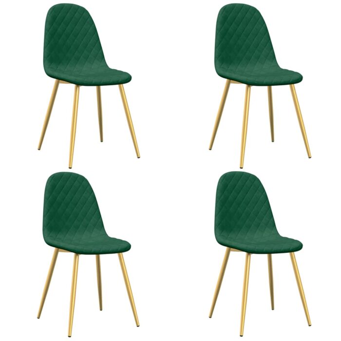 Chaises à manger lot de 4 Vert foncé Velours – Image 2