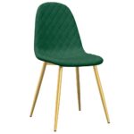 Chaises à manger lot de 4 Vert foncé Velours – Image 3