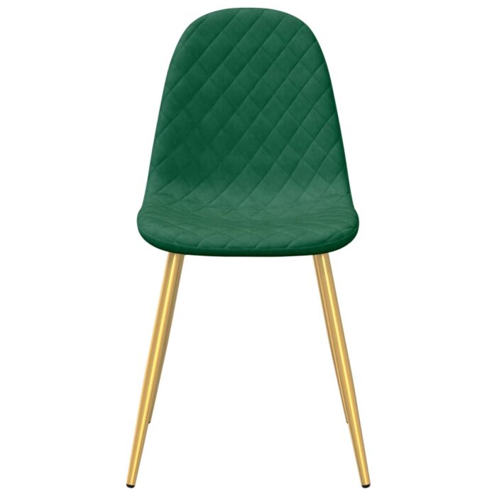 Chaises à manger lot de 4 Vert foncé Velours – Image 4
