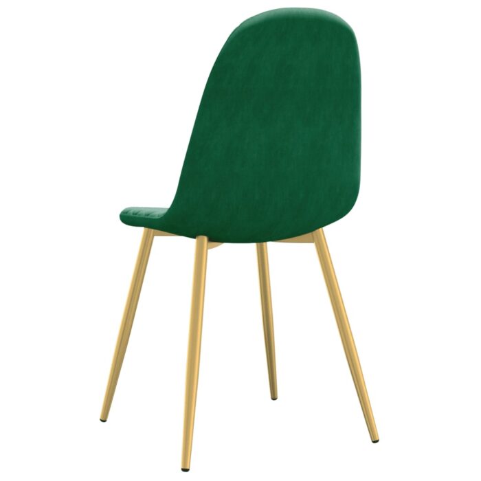 Chaises à manger lot de 4 Vert foncé Velours – Image 6