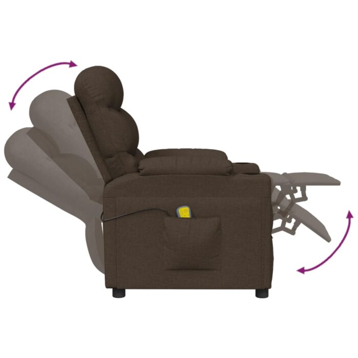 Fauteuil de massage Marron foncé Tissu – Image 6