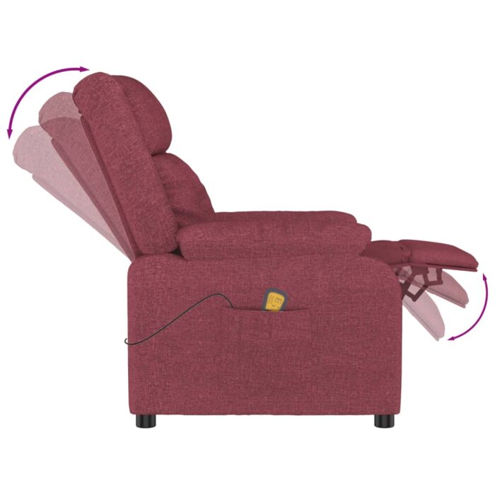Fauteuil de massage Rouge bordeaux Tissu – Image 5