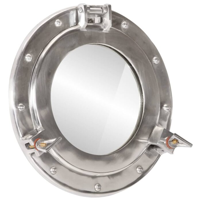Miroir en forme de hublot mural Ø30 cm aluminium et verre – Image 1