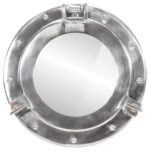 Miroir en forme de hublot mural Ø30 cm aluminium et verre – Image 2