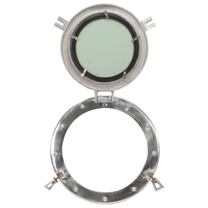 Miroir en forme de hublot mural Ø30 cm aluminium et verre – Image 4