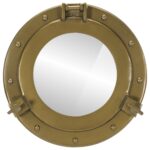 Miroir en forme de hublot mural Ø30 cm aluminium et verre – Image 2
