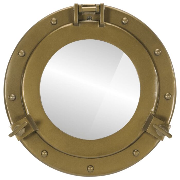Miroir en forme de hublot mural Ø30 cm aluminium et verre – Image 2