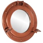 Miroir en forme de hublot mural Ø30 cm aluminium et verre