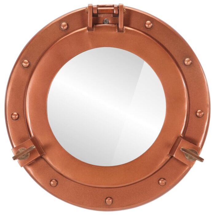 Miroir en forme de hublot mural Ø30 cm aluminium et verre – Image 2