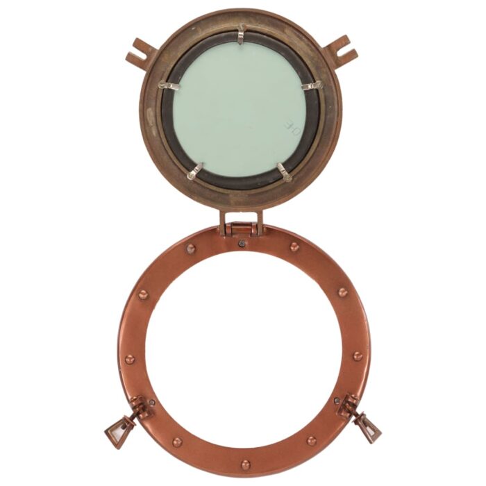 Miroir en forme de hublot mural Ø30 cm aluminium et verre – Image 4