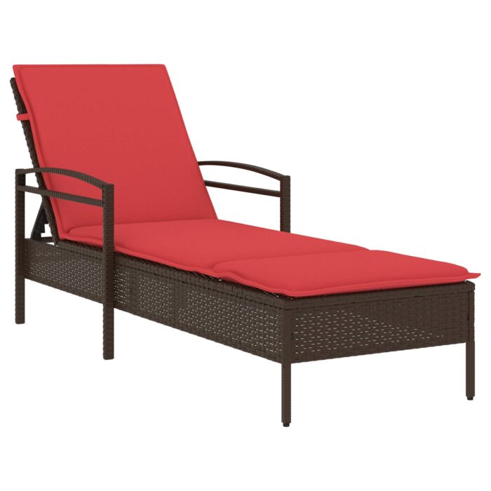 Chaise longue avec coussin Marron 63 x 200 x 81 cm Résine tressée (États-Unis uniquement) – Image 2