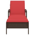 Chaise longue avec coussin Marron 63 x 200 x 81 cm Résine tressée (États-Unis uniquement) – Image 4