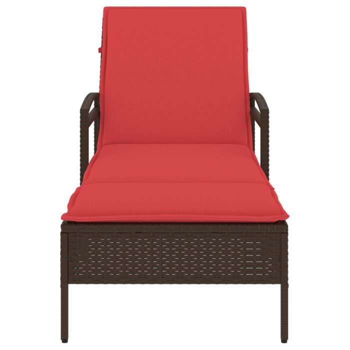Chaise longue avec coussin Marron 63 x 200 x 81 cm Résine tressée (États-Unis uniquement) – Image 4