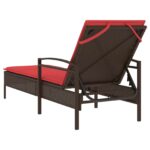 Chaise longue avec coussin Marron 63 x 200 x 81 cm Résine tressée (États-Unis uniquement) – Image 5