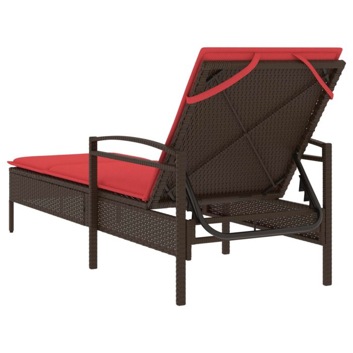 Chaise longue avec coussin Marron 63 x 200 x 81 cm Résine tressée (États-Unis uniquement) – Image 5