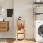 Armoire de salle de bain avec étagère 36x33x87 cm bambou