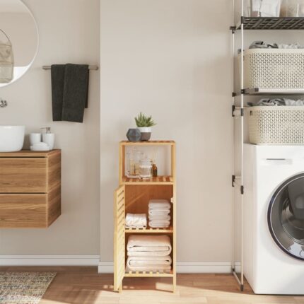Armoire de salle de bain avec étagère 36x33x87 cm bambou