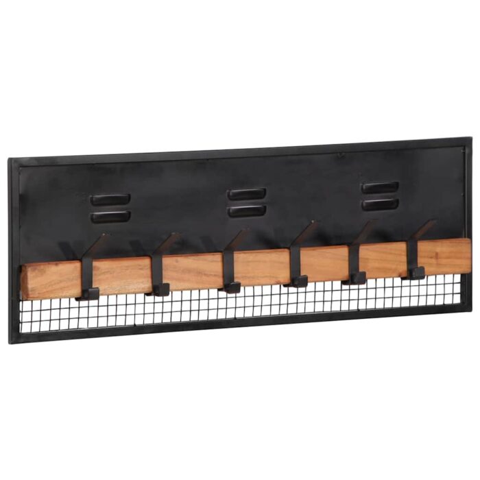 Porte-manteaux mural 90x11x30 cm bois massif de manguier – Image 9