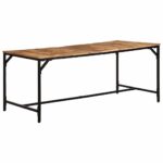 Table à manger 180x90x75 cm bois de manguier massif brut – Image 10