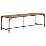 Table à manger 220x90x75 cm bois de manguier massif brut