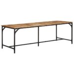 Table à manger 220x90x75 cm bois de manguier massif brut – Image 10