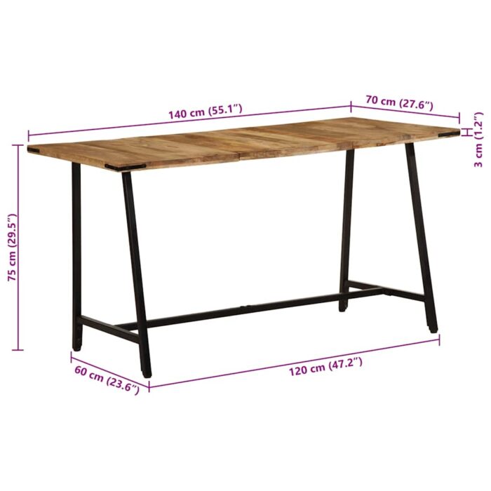 Table à manger 140x70x75 cm bois de manguier massif – Image 9
