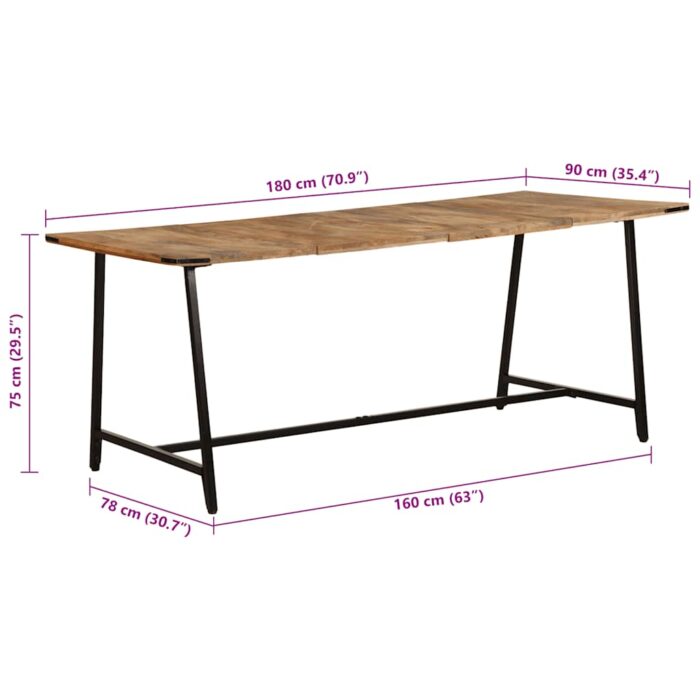 Table à dîner 180x90x75 cm bois de manguier massif – Image 9